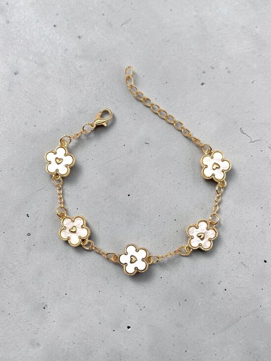 Jewelry - Gold-Tone White Flower Bracelet